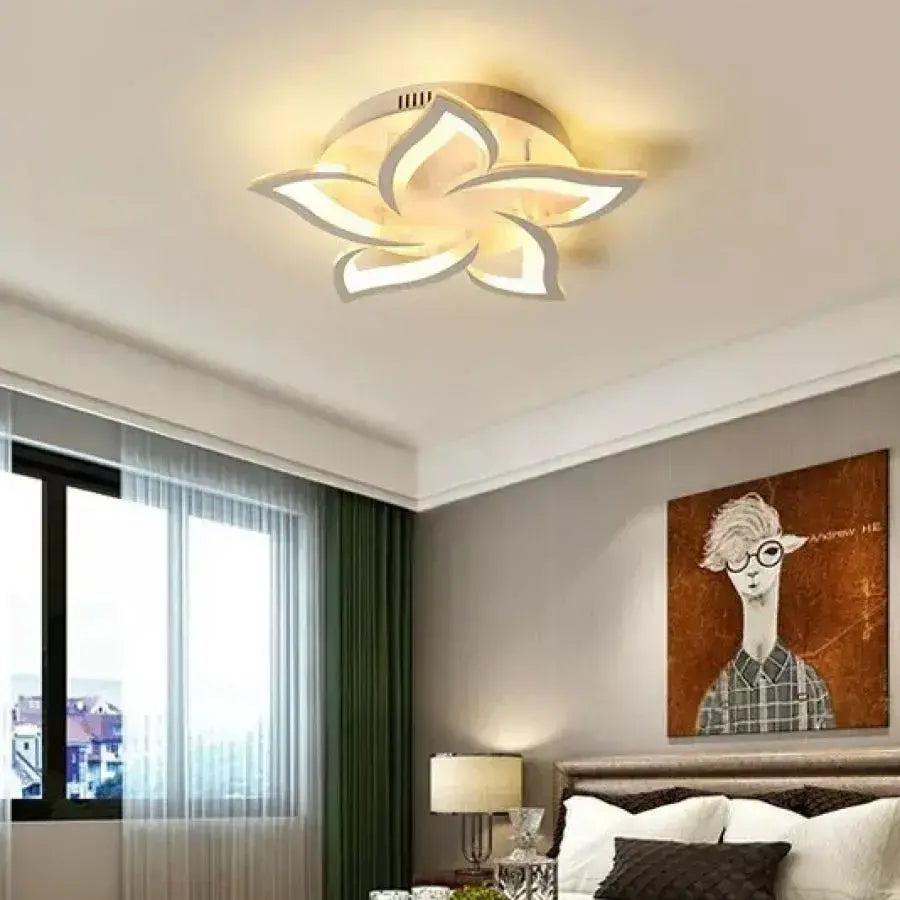 LED CHANDIER s lotosovým dálkovým ovládáním, 55W, 5 okvětních lístků, chladné/horké/neutrální světlo, nestabilní, bílé