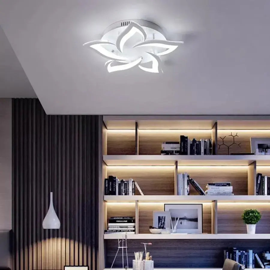 LED CHANDIER s lotosovým dálkovým ovládáním, 55W, 5 okvětních lístků, chladné/horké/neutrální světlo, nestabilní, bílé