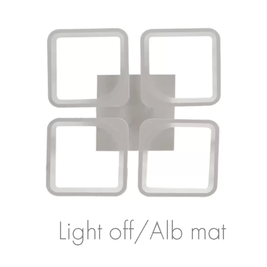 LED CHANDIER s dálkovým ovládáním, Zoe, 4 čtverce, 52W, studené/horké/neutrální světlo, nestabilní, bílá
