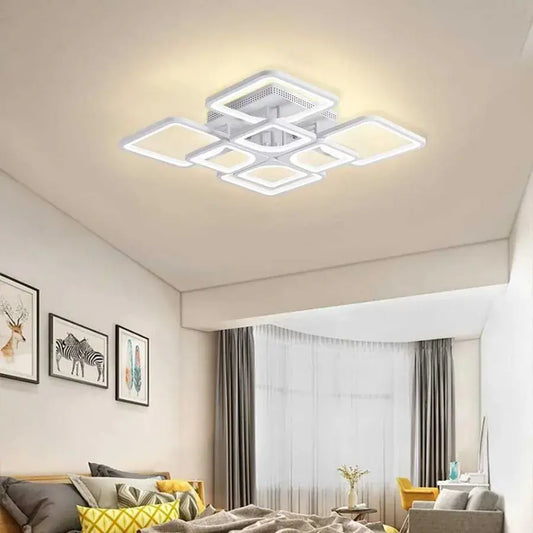LED CHANDIER s dálkovým ovládáním, Zoe, 8 čtverců, 135W, studené/horké/neutrální světlo, nestabilní, bílá