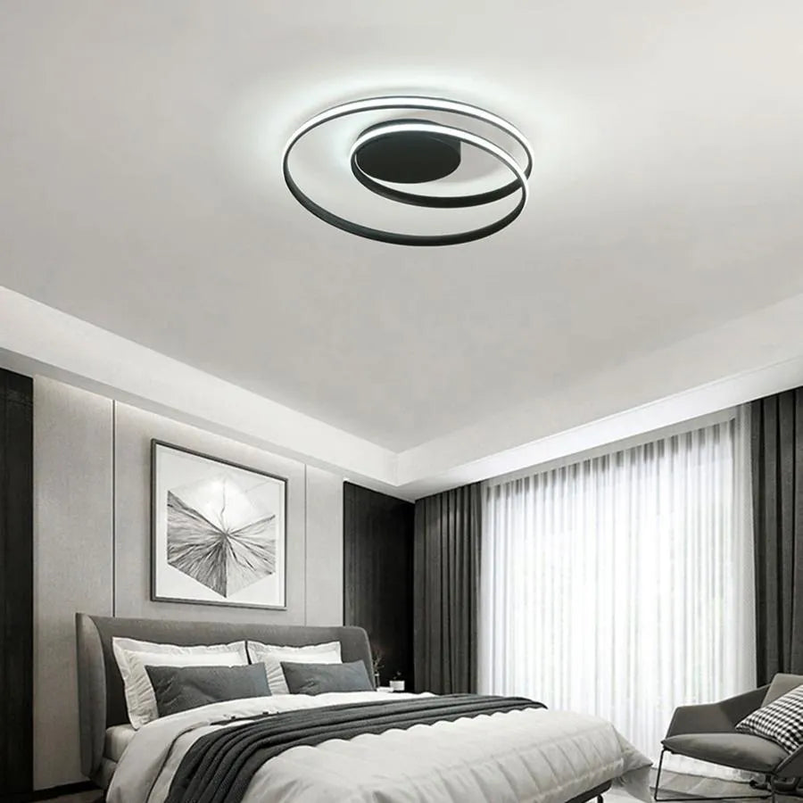 LED LED LED vektor Arcadia, 67W, kov, 49 cm průměr, černé, dálkové ovládání, studené/horké/neutrální světlo