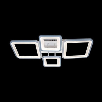 LED CHANDIER s dálkovým ovládáním, Ella, 4 čtverce, 88W, studené/horké/neutrální světlo, nestabilní, bílé