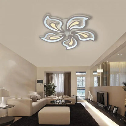 LED CHANDIER se slavným dálkovým ovládáním, 150W, 5 okvětních lístků, studené/horké/neutrální světlo, nestabilní, bílé