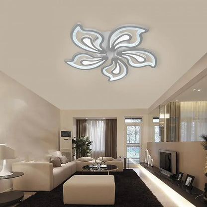 LED CHANDIER se slavným dálkovým ovládáním, 150W, 5 okvětních lístků, studené/horké/neutrální světlo, nestabilní, bílé