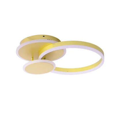 LED CHANDIER s dálkovým ovládáním Lyra, 102W, 2 kruhy, Daisy, kartáčované zlato, chladné/horké/neutrální světlo