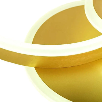 LED CHANDIER s dálkovým ovládáním Lyra, 102W, 2 kruhy, Daisy, kartáčované zlato, chladné/horké/neutrální světlo