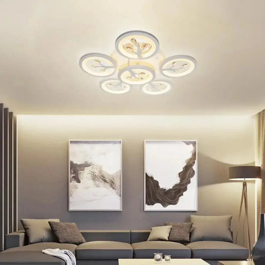LED CHANDIER s dálkovým ovládáním Daisy, 6 položek, 72W, studené/horké/neutrální světlo, nestabilní, bílá s křišťálem