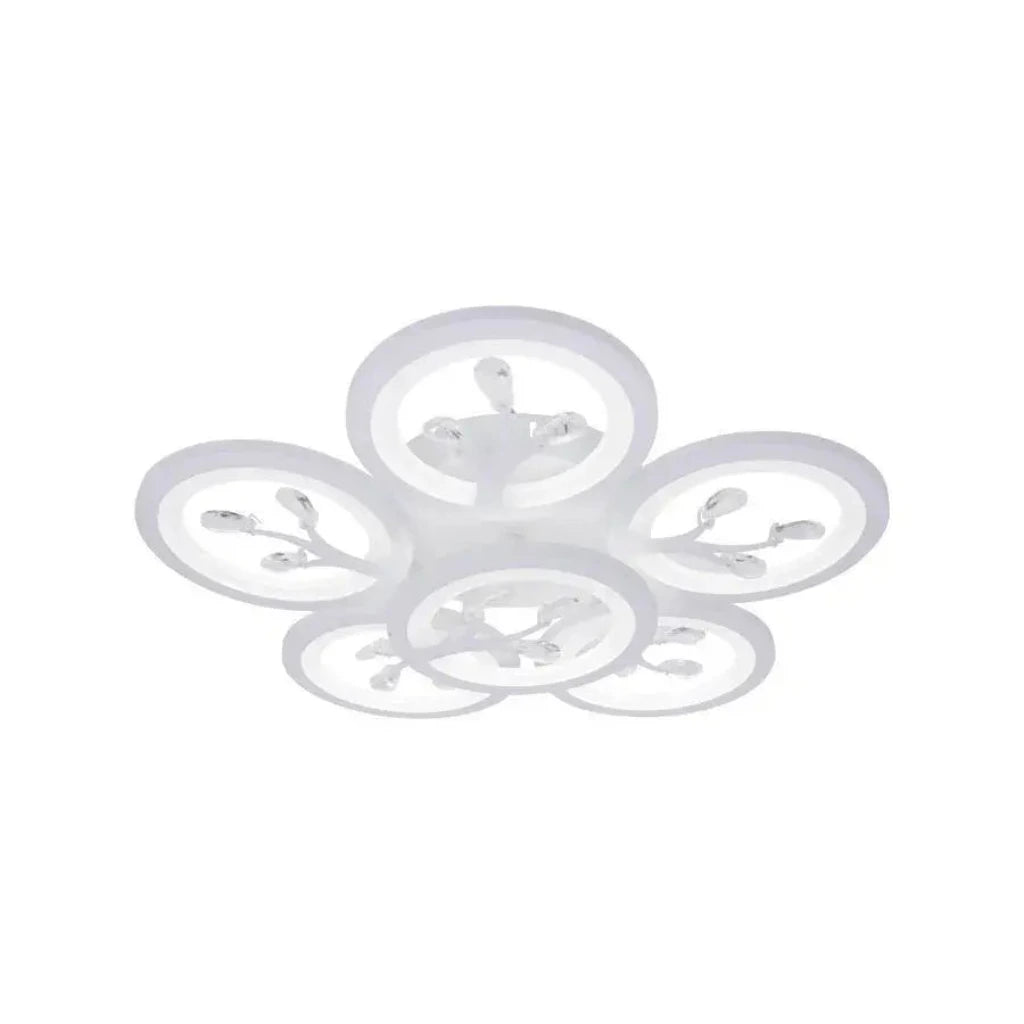 LED CHANDIER s dálkovým ovládáním Daisy, 6 položek, 72W, studené/horké/neutrální světlo, nestabilní, bílá s křišťálem