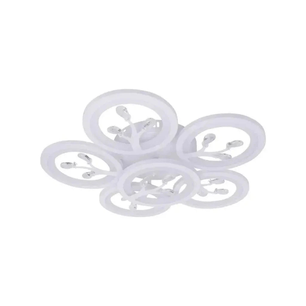LED CHANDIER s dálkovým ovládáním Daisy, 6 položek, 72W, studené/horké/neutrální světlo, nestabilní, bílá s křišťálem