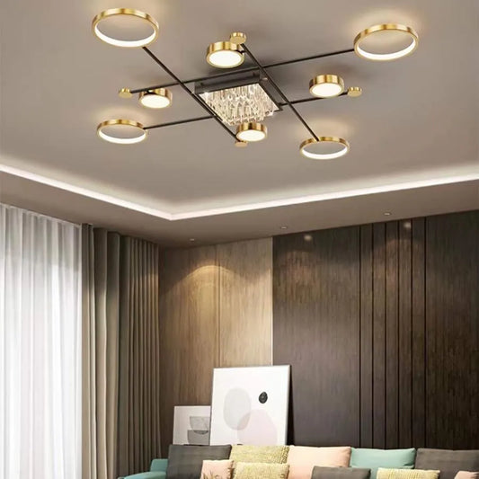 LED CHANDIER s 168 W Misel dálkovým ovládáním, Black Gold