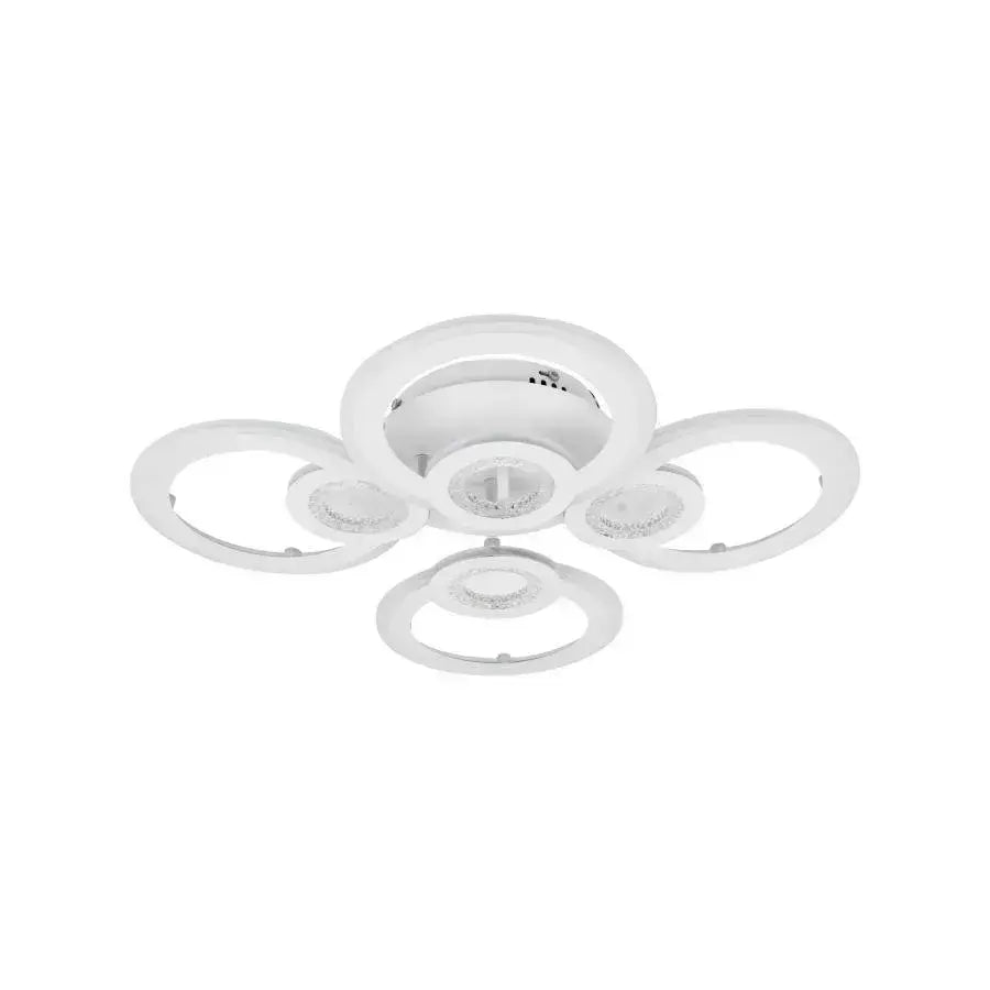 LED CHANDIER s Kadeovým dálkovým ovládáním, 72W, 4 kruhy, studené/horké/neutrální světlo, nestabilní, bílá