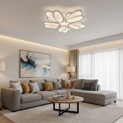 LED lustr s dálkovým ovládáním TULIP 81W, 5 okvětních lístků, Studené/Teplé/Neutrální světlo, Stmívatelné, Bílá