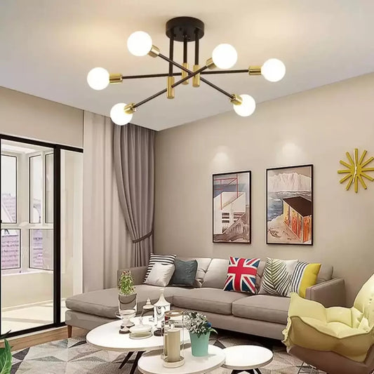 Modernistický lustr Hexa 6 Duo, 6x E27, černé a zlaté, moderní design