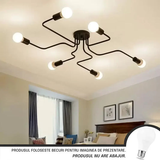 Modernistický lustr Hexa 6, 6x E27, černý, moderní design