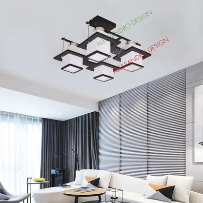 Klasický lolust aramis s dřevěnými lampami čtverec 4 x dulie e27 černá a bílá