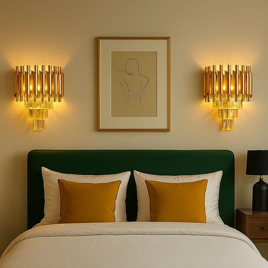 Křišťálové lustrové světlo VERSAILLES Piccolo, 2xE14, zlatá Vnitřní nástěnná svítidla Výchozí název Alessandro Design