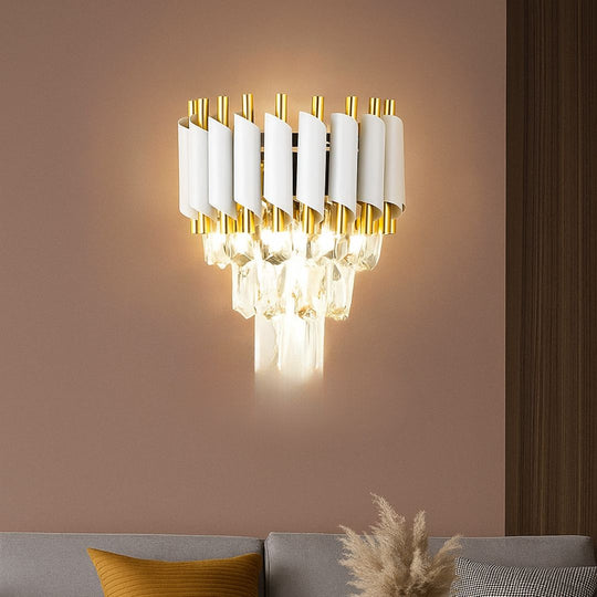 Křišťálové lustrové svítidlo VERSAILLES Piccolo, 2xE14, bílé Výchozí interiérové ​​nástěnné světlo Alessandro Design