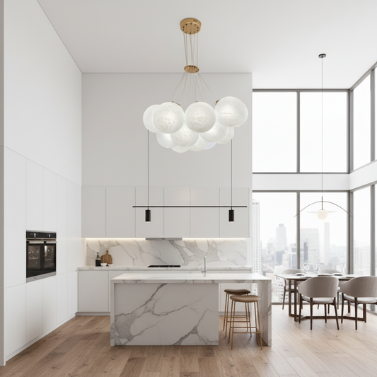 MODERN LOFT Lustr Bagliore, Globe, 9xE27, Nastavitelná výška, Zlatá