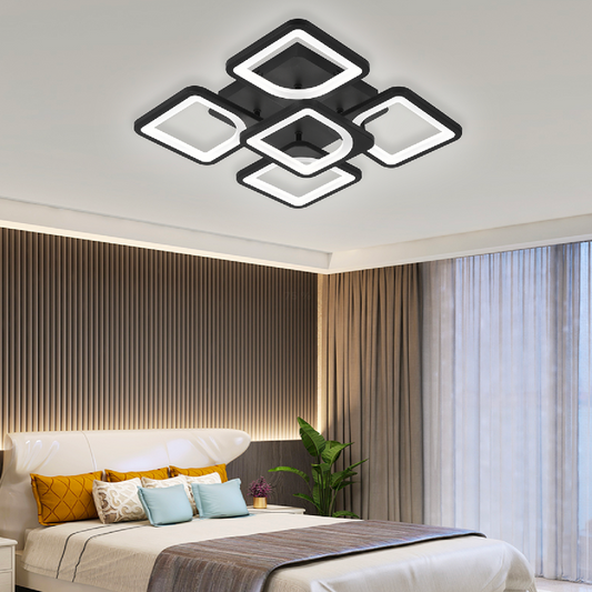 LED chtíč s dálkovým ovládáním, Zoe, 5 čtverců, 66W, studené/horké/neutrální světlo, nelash, černá