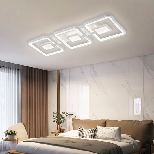 LED CHANDIER s dálkovým ovládáním, Felix, 3 čtverce, 77 W, studené/horké/neutrální světlo, nestabilní, bílá