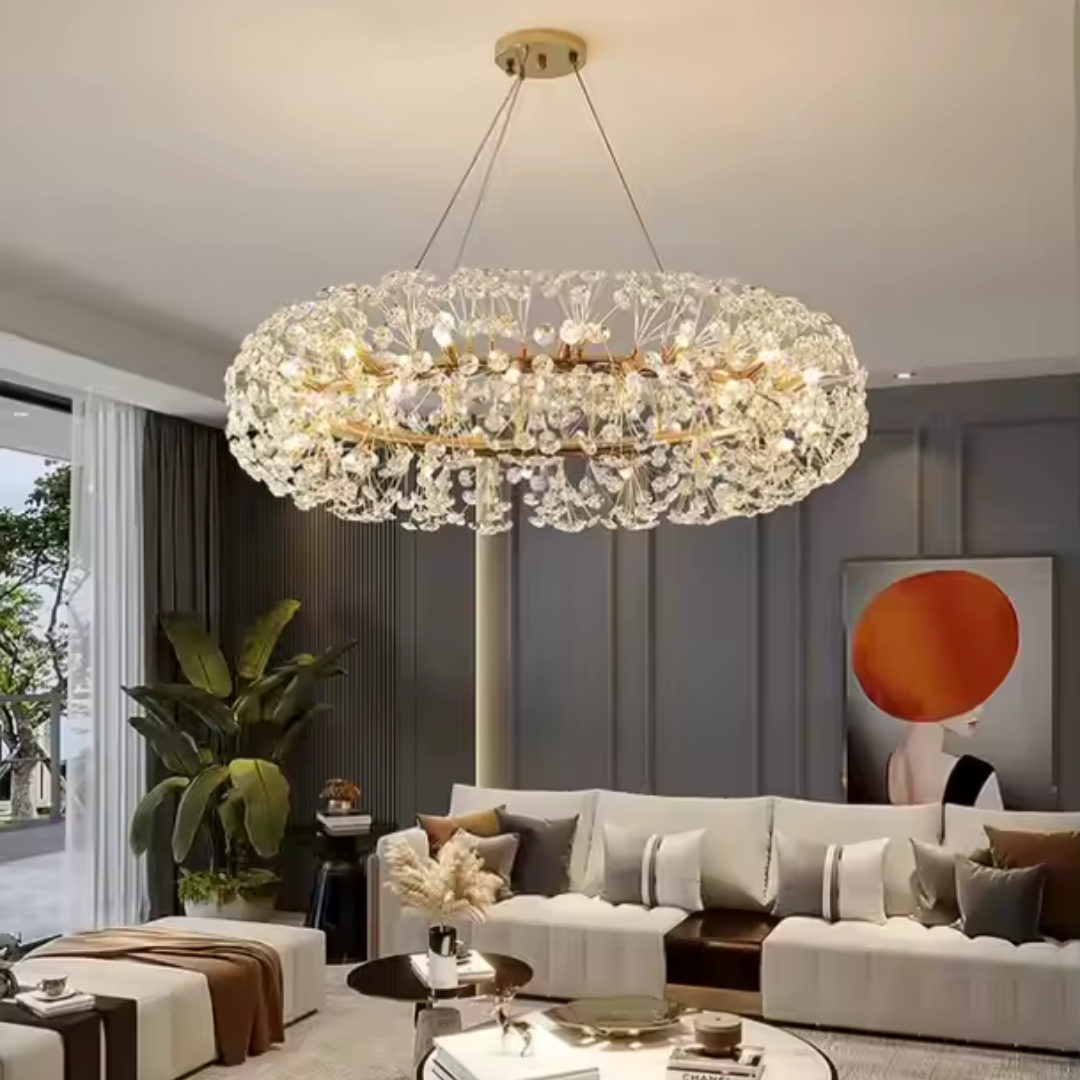 Crystal Chanderier minuta 12x G9, průměr 60 cm, lesklý zlatý, nastavitelná výška