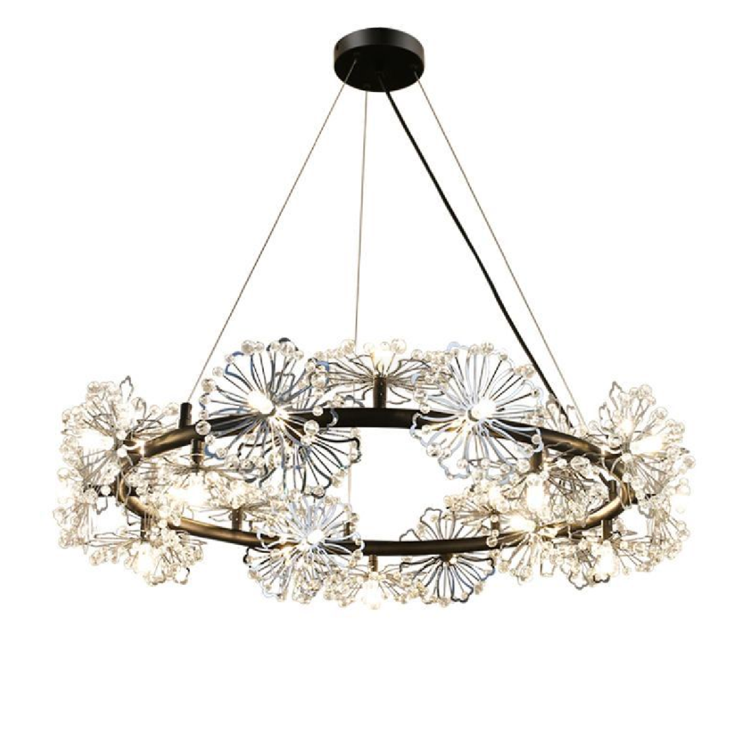 Crystal Chandier Petalo Lononi, průměr 62 cm, 25xg4, černá, nastavitelná výška