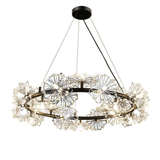 Crystal Chandier Petalo Lononi, průměr 62 cm, 25xg4, černá, nastavitelná výška