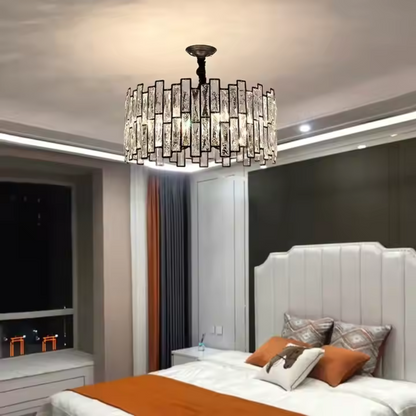 Crystal Chandier Melitina 6xe27, průměr 49 cm, černá, nastavitelná výška