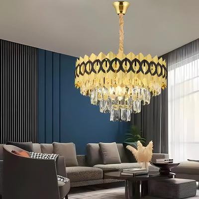 Crystal Lustr Pierrefonds Noble 6xe14, průměr 40 cm, lesklé zlato, nastavitelná výška