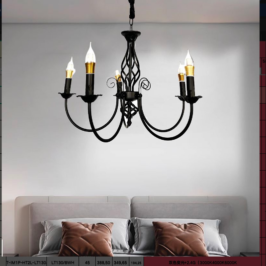 Crystal Chandier Pearl, 5xe14, černá, nastavitelná výška