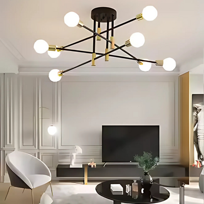 Modernistická Jita 8x E27, černá a zlatý, moderní design
