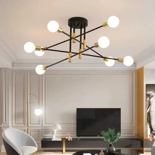 Modernistická Jita 8x E27, černá a zlatý, moderní design