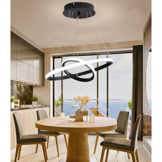 LED lustr s dálkovým ovládáním Ricci, 25W, 2 kruhy, chladné/horké/neutrální světlo, nestabilní, černé