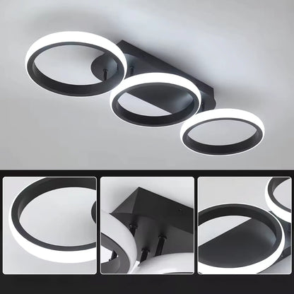 LED LED LED LED Elio Tscano, 24W, 3 kruhy, chladné/horké/neutrální světlo, černá černá černá