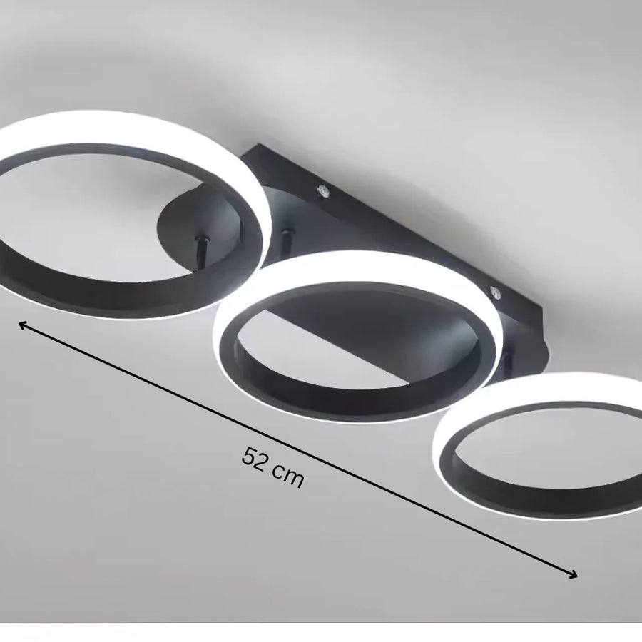 LED LED LED LED Elio Tscano, 24W, 3 kruhy, chladné/horké/neutrální světlo, černá černá černá