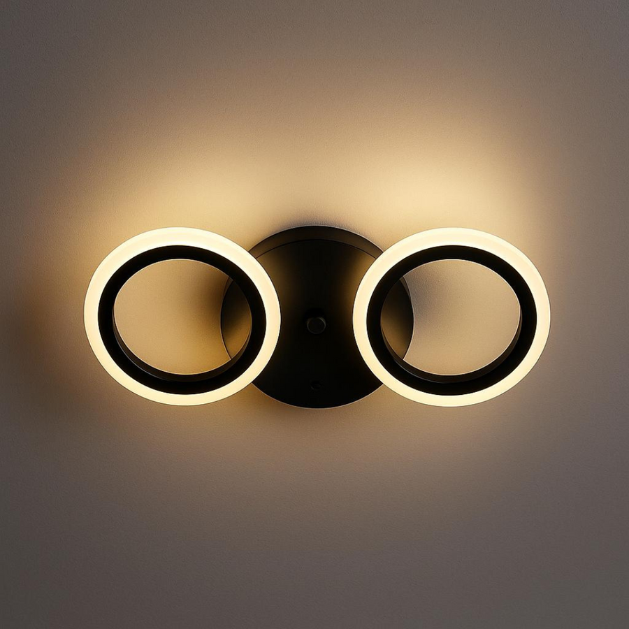 LED LED Mara, 19W, 2 kruhy, neutrální světlo, černá