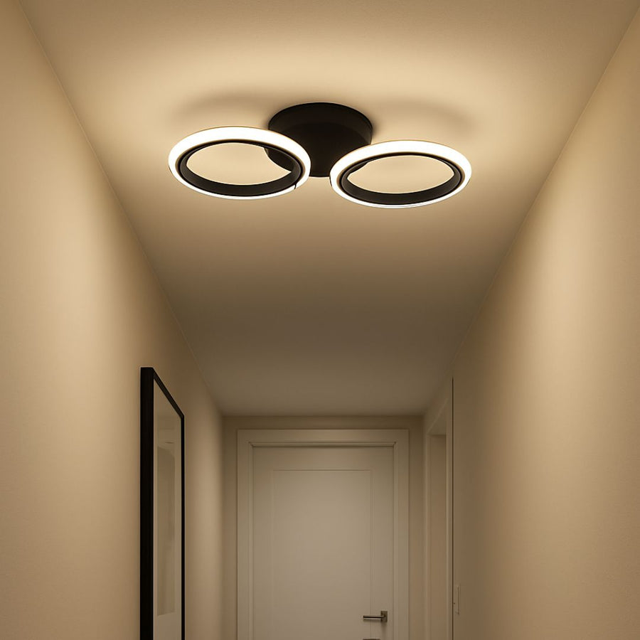 LED LED Mara, 19W, 2 kruhy, neutrální světlo, černá