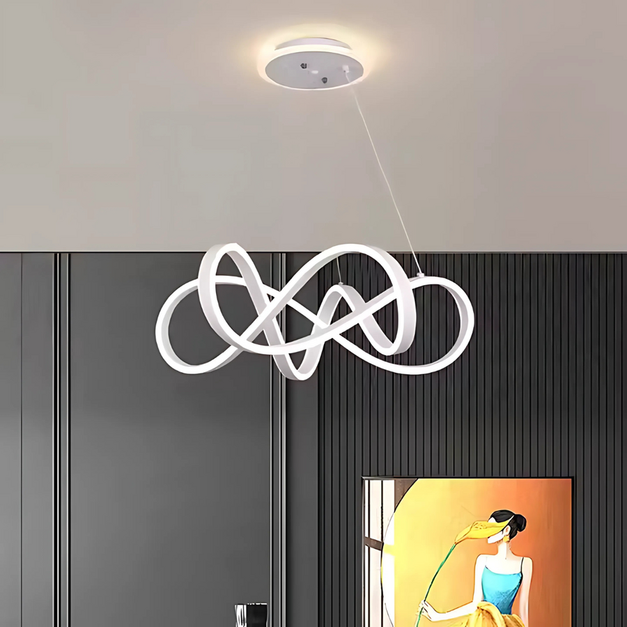 LED chtíč zavěšená s nekonečným halo, 138W dálkovým ovládáním, nastavitelnou výškou, chlad/horké/neutrální světlo, Daisy, bílá