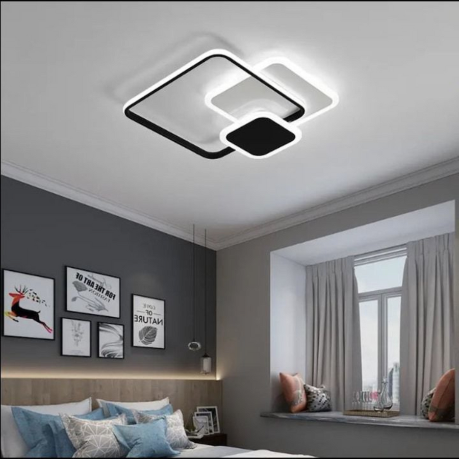 LED CHANDIER s dálkovým ovládáním Anemona, 75W, 3 čtverce, studené/horké/neutrální světlo, nestabilní, černé