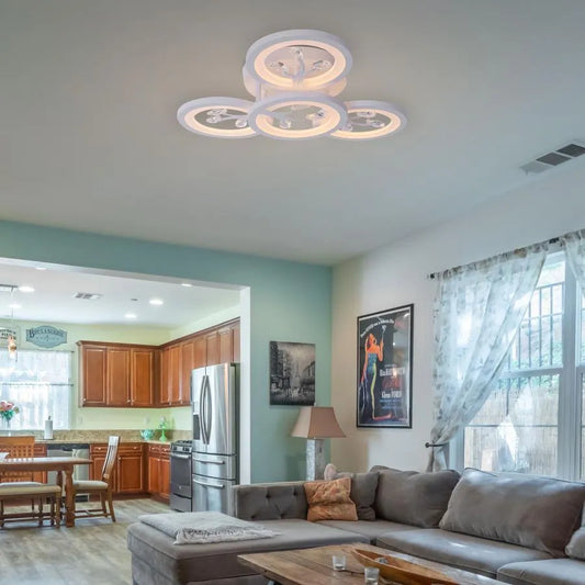 LED CHANDIER s dálkovým ovládáním Daisy, 4 prvky, 49W, studené/horké/neutrální světlo, nestabilní, bílá s křišťálem