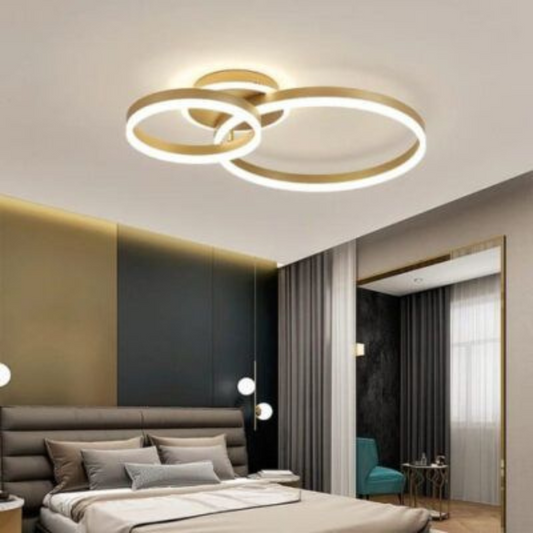 LED CHANDIER s dálkovým ovládáním Elisabeth, 72W, 2 kruhy, studené/horké/neutrální světlo, laskavé, zlaté