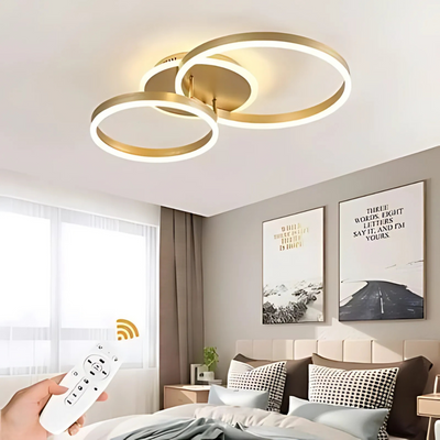 LED CHANDIER s dálkovým ovládáním Elisabeth, 72W, 2 kruhy, studené/horké/neutrální světlo, laskavé, zlaté