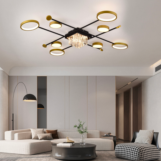 LED CHANDIER s dálkovým ovládáním, Ramo, 46W, Black Gold