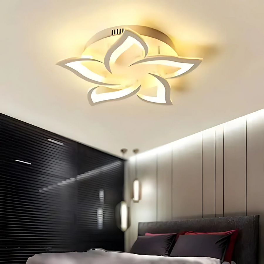 LED CHANDIER s lotosovým dálkovým ovládáním, 55W, 5 okvětních lístků, chladné/horké/neutrální světlo, nestabilní, bílé
