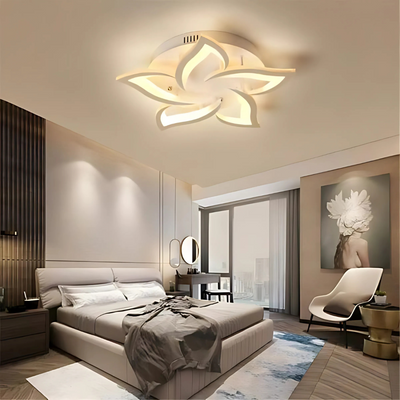 LED CHANDIER s lotosovým dálkovým ovládáním, 55W, 5 okvětních lístků, chladné/horké/neutrální světlo, nestabilní, bílé