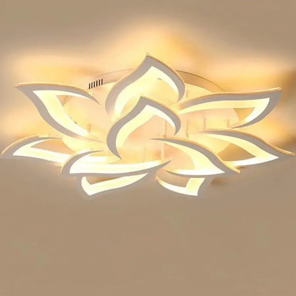 LED CHANDIER s lotosovým dálkovým ovládáním, 110 W, 9 okvětních lístků, chladný/horký/neutrální světlo, nestabilní, bílá