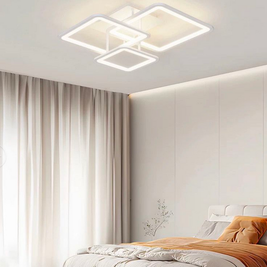 LED CHANDIER s dálkovým ovládáním, Zoe, 3 čtverce, 64W, studené/horké/neutrální světlo, nestabilní, bílé