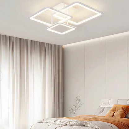 LED CHANDIER s dálkovým ovládáním, Zoe, 3 čtverce, 64W, studené/horké/neutrální světlo, nestabilní, bílé