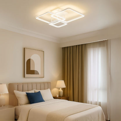 LED CHANDIER s dálkovým ovládáním, Zoe, 3 čtverce, 64W, studené/horké/neutrální světlo, nestabilní, bílé
