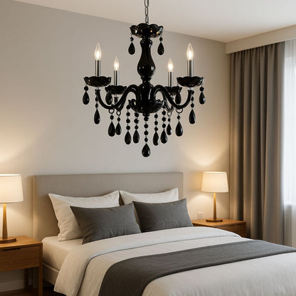 Crystal Cryedrich Chandelier, 5xe14, průměr 48 cm, černá, nastavitelná výška